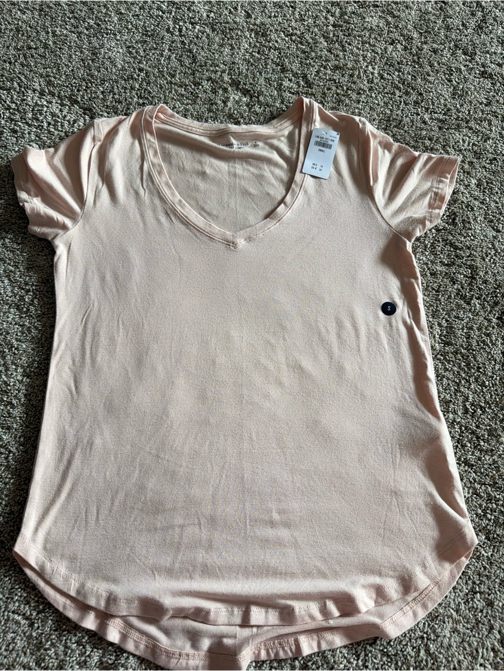 Abercrombie & Fitch Women's V-Neck Tee - Blush Pink